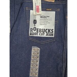 Genuine Roebucks Sears Dark Blue Denim Jeans NOS 33x29 Cotton Made in USA Flare